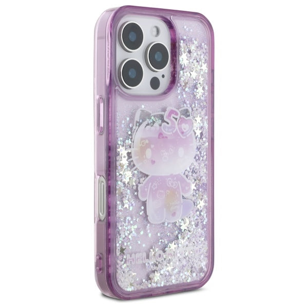 Hello Kitty blizgantis dėklas iPhone 16 Pro Max – violetinis