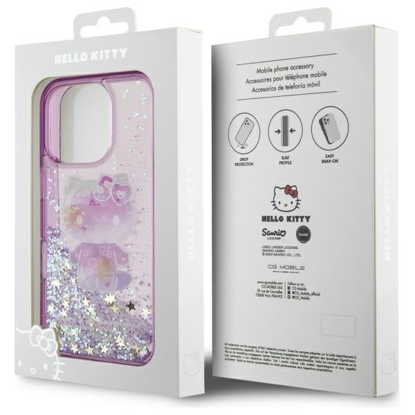 Hello Kitty blizgantis dėklas iPhone 16 Pro Max – violetinis
