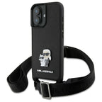 Karl Lagerfeld Saffiano dėklas iPhone 16 – juodas