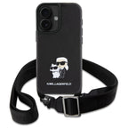 Karl Lagerfeld Saffiano dėklas iPhone 16 – juodas