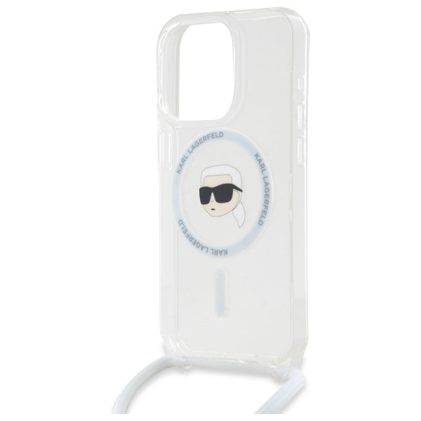 Karl Lagerfeld Crossbody MagSafe dėklas iPhone 16 Pro – skaidrus
