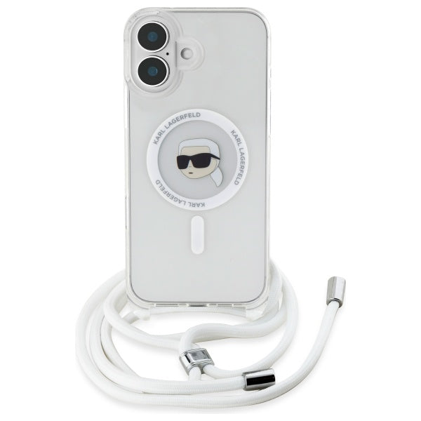 Karl Lagerfeld Crossbody MagSafe dėklas iPhone 16 – skaidrus