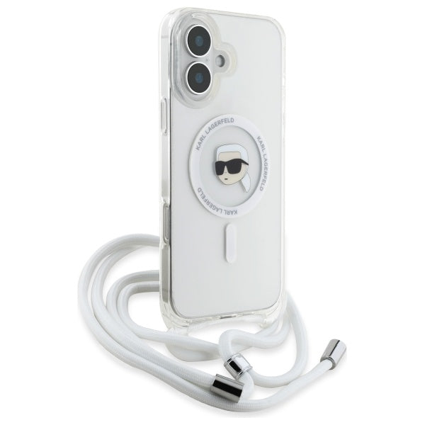 Karl Lagerfeld Crossbody MagSafe dėklas iPhone 16 – skaidrus