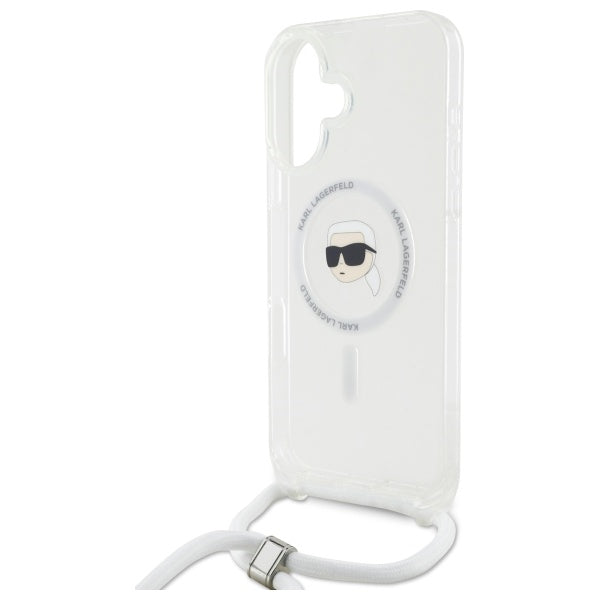 Karl Lagerfeld Crossbody MagSafe dėklas iPhone 16 – skaidrus