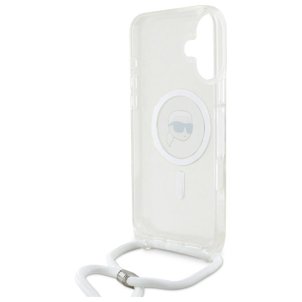 Karl Lagerfeld Crossbody MagSafe dėklas iPhone 16 – skaidrus