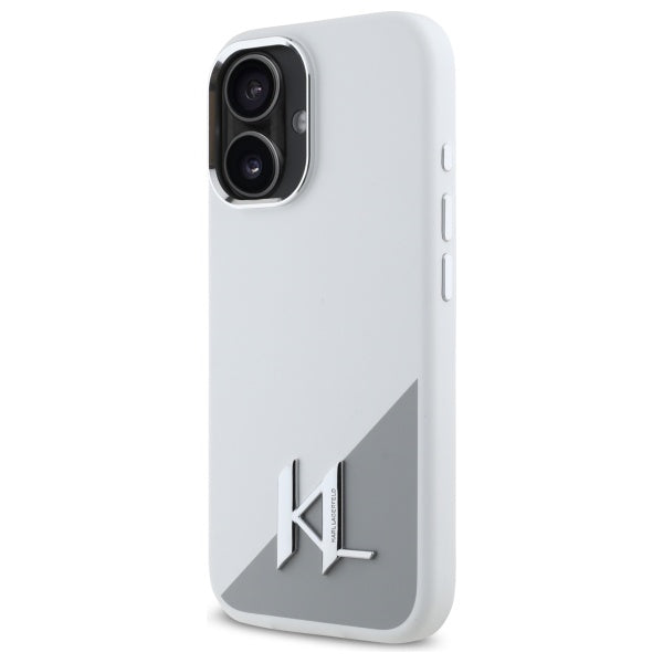 Karl Lagerfeld silikoninis MagSafe dėklas iPhone 16 – baltas