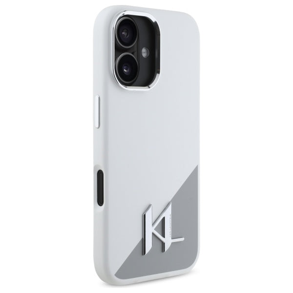 Karl Lagerfeld silikoninis MagSafe dėklas iPhone 16 – baltas