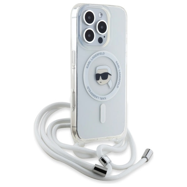 Karl Lagerfeld MagSafe dėklas iPhone 16 Pro Max – skaidrus