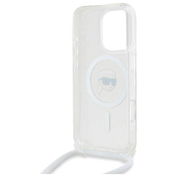 Karl Lagerfeld MagSafe dėklas iPhone 16 Pro Max – skaidrus