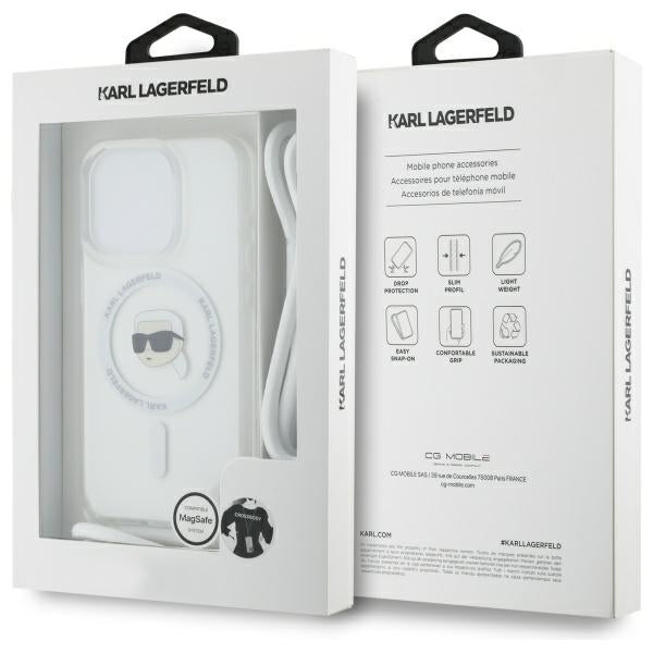 Karl Lagerfeld MagSafe dėklas iPhone 16 Pro Max – skaidrus