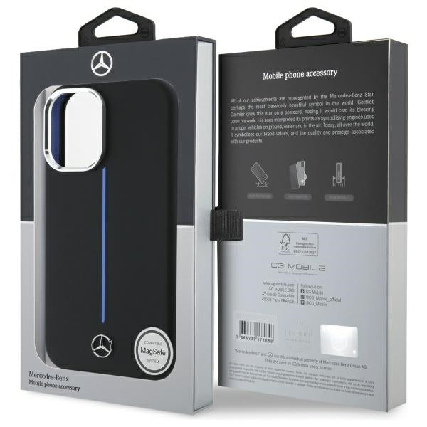 Mercedes-Benz silikoninis MagSafe dėklas iPhone 16 – juodas