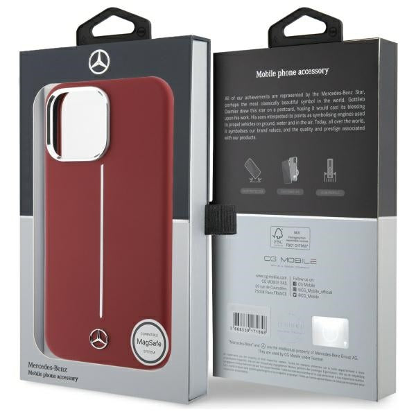 Mercedes MagSafe dėklas iPhone 16 Pro Max – raudonas