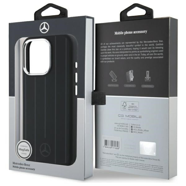 Mercedes silikoninis MagSafe dėklas iPhone 16 Pro Max – juodas