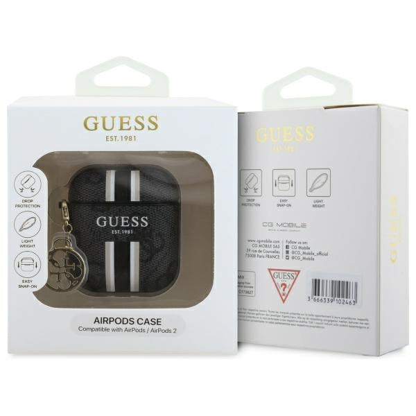 Guess AirPods 1/2 dėklas – juodas su pakabuku -- AirPods / AirPods 2