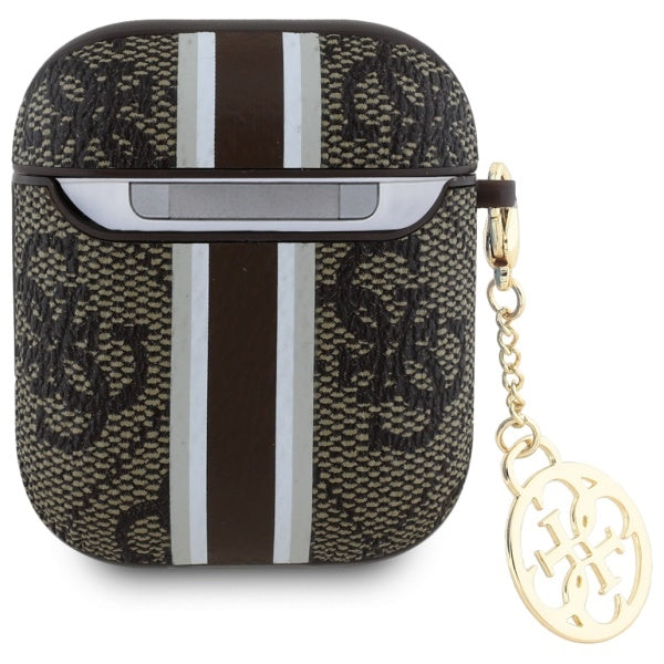 Guess AirPods 1/2 dėklas – rudas, 4G Stripes Charm