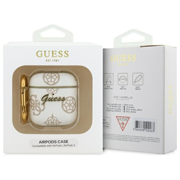 Guess dėklas AirPods 1/2 – baltas, 4G Hook