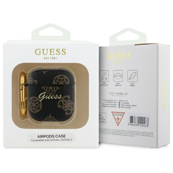 Guess AirPods 1/2 dėklas su kabliuku – juodas
