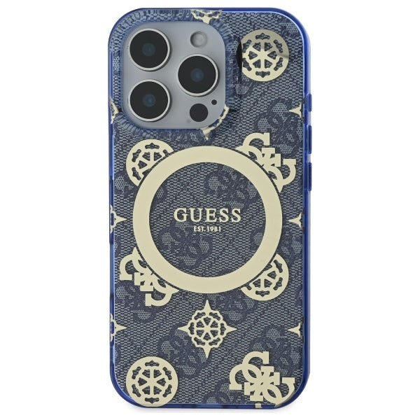 Guess MagSafe dėklas iPhone 16 Pro Max – mėlynas