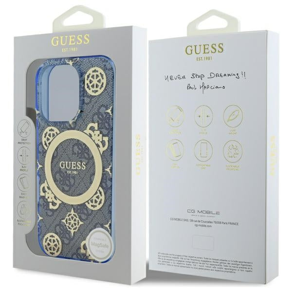 Guess MagSafe dėklas iPhone 16 Pro Max – mėlynas