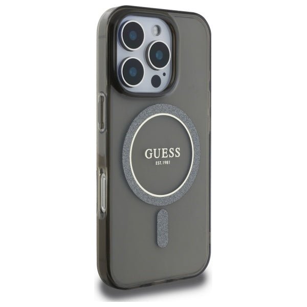 Guess MagSafe dėklas iPhone 16 Pro Max – juodas