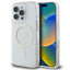 Guess IML Glitter Circle MagSafe Dėklas, skirtas iPhone 16 Pro Max – skaidrus