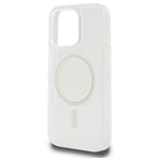 Guess IML Glitter Circle MagSafe Dėklas, skirtas iPhone 16 Pro Max – skaidrus