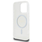 Guess IML Glitter Circle MagSafe Dėklas, skirtas iPhone 16 Pro Max – skaidrus