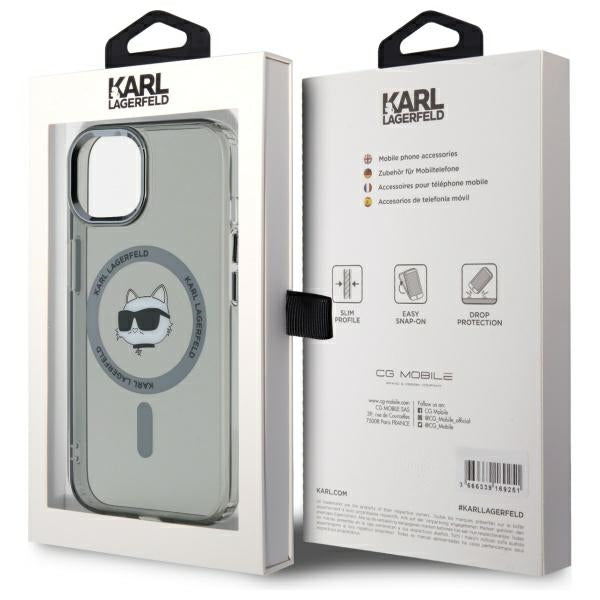 Karl Lagerfeld MagSafe dėklas iPhone 15 – juodas