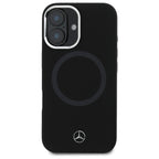 Mercedes-Benz silikoninis MagSafe dėklas iPhone 16 – juodas