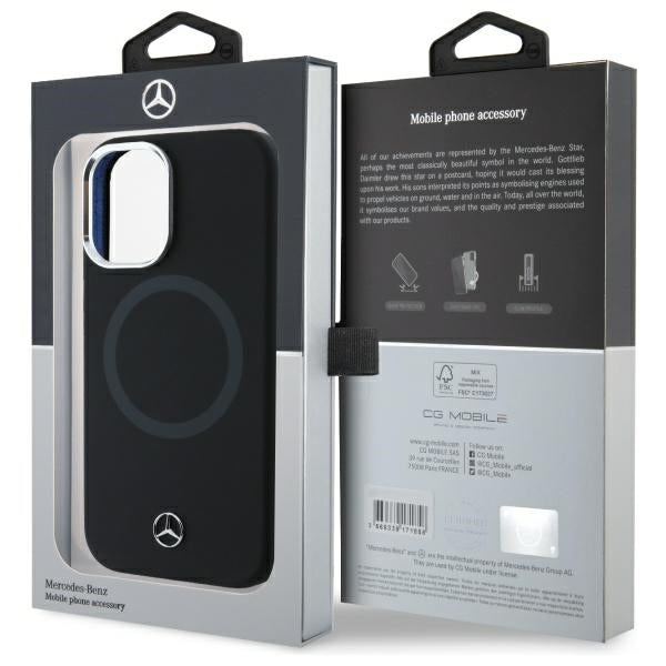 Mercedes-Benz silikoninis MagSafe dėklas iPhone 16 – juodas