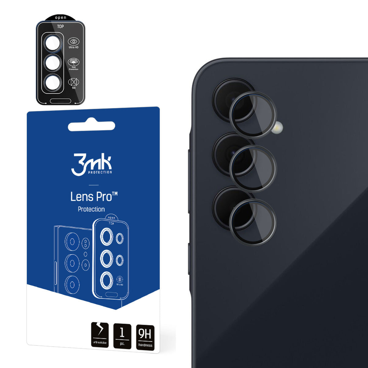 Grūdintas stiklas fotoaparato objektyvui 3mk objektyvo apsauga Pro juodas, skirtas Samsung Galaxy A35 5G