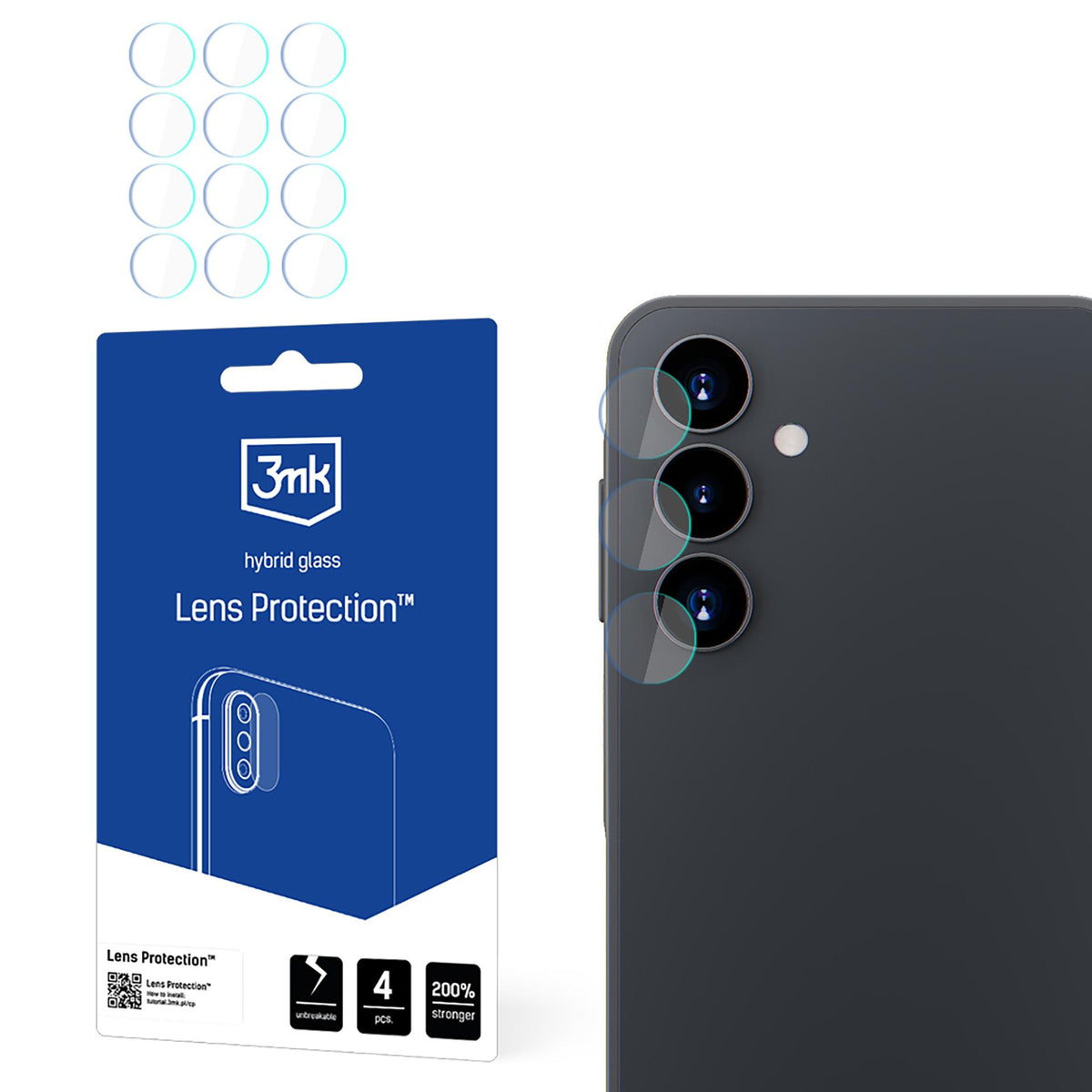 Hybrid glass skirtas camera lens 3mk lens apsauga skirtas Samsung Galaxy A16 -- Samsung Galaxy A16