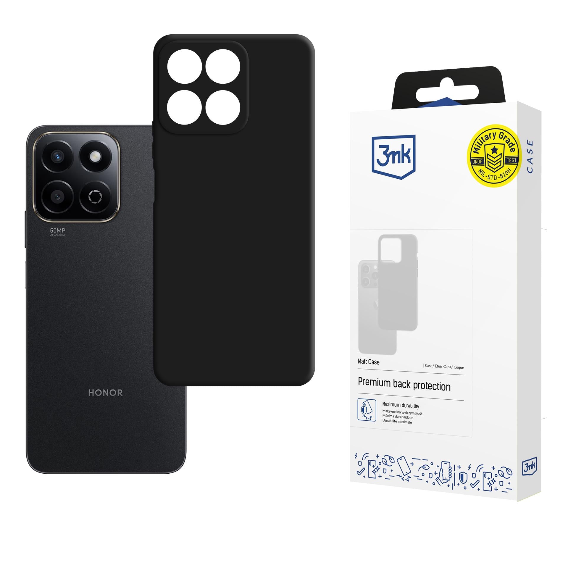 3mk Matt Case skirtas Honor 200 Smart - juodas -- Honor 200 Smart