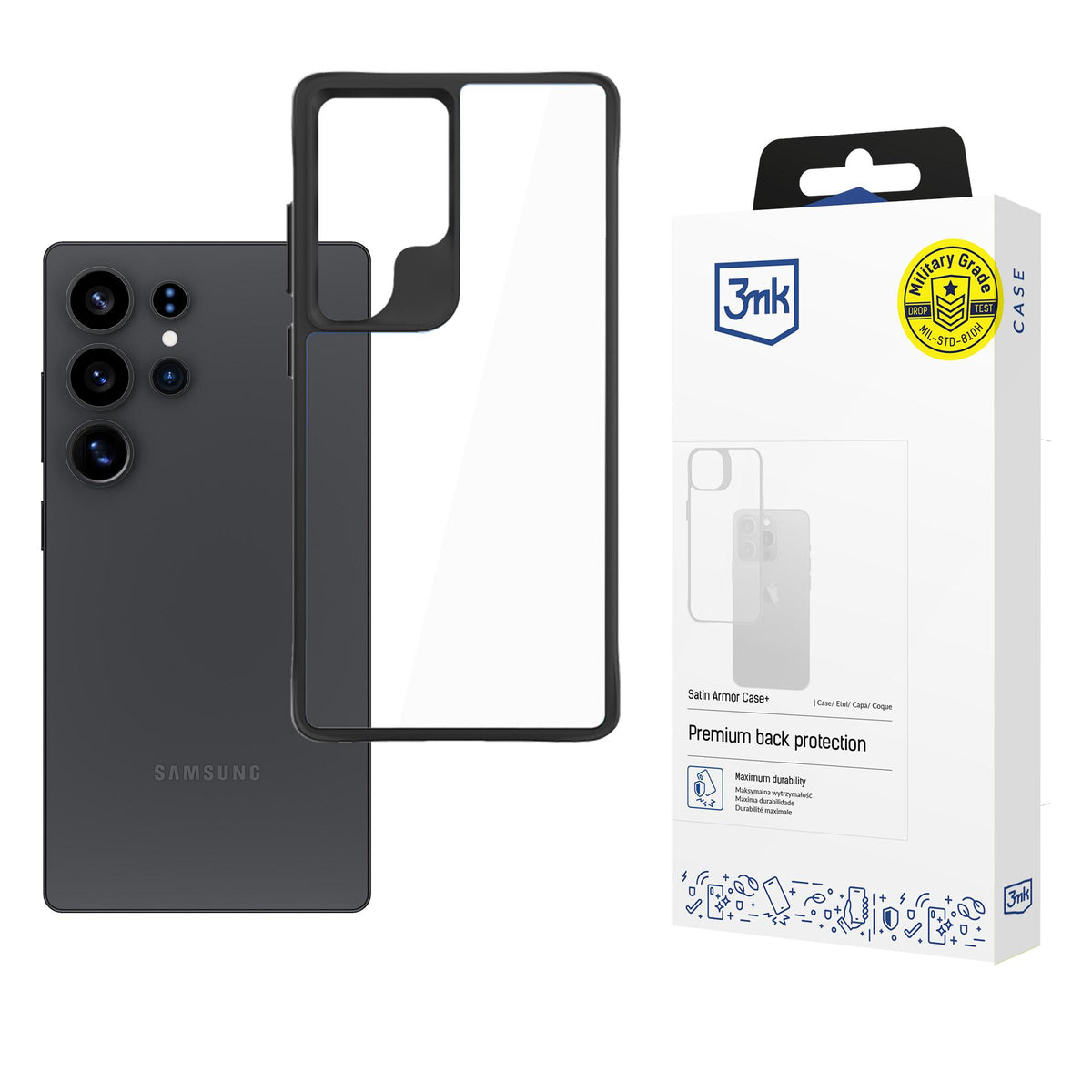3mk Satin Armor Case+, skirtas Samsung Galaxy S25 Ultra – skaidrus