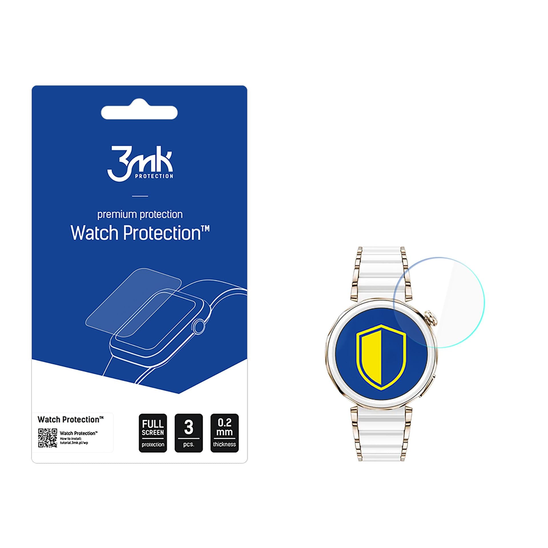 Hibridinis stiklas 3mk Watch Protection FlexibleGlass, skirtas Huawei Watch GT5 Pro 42mm -- Huawei Watch GT5 Pro 42mm