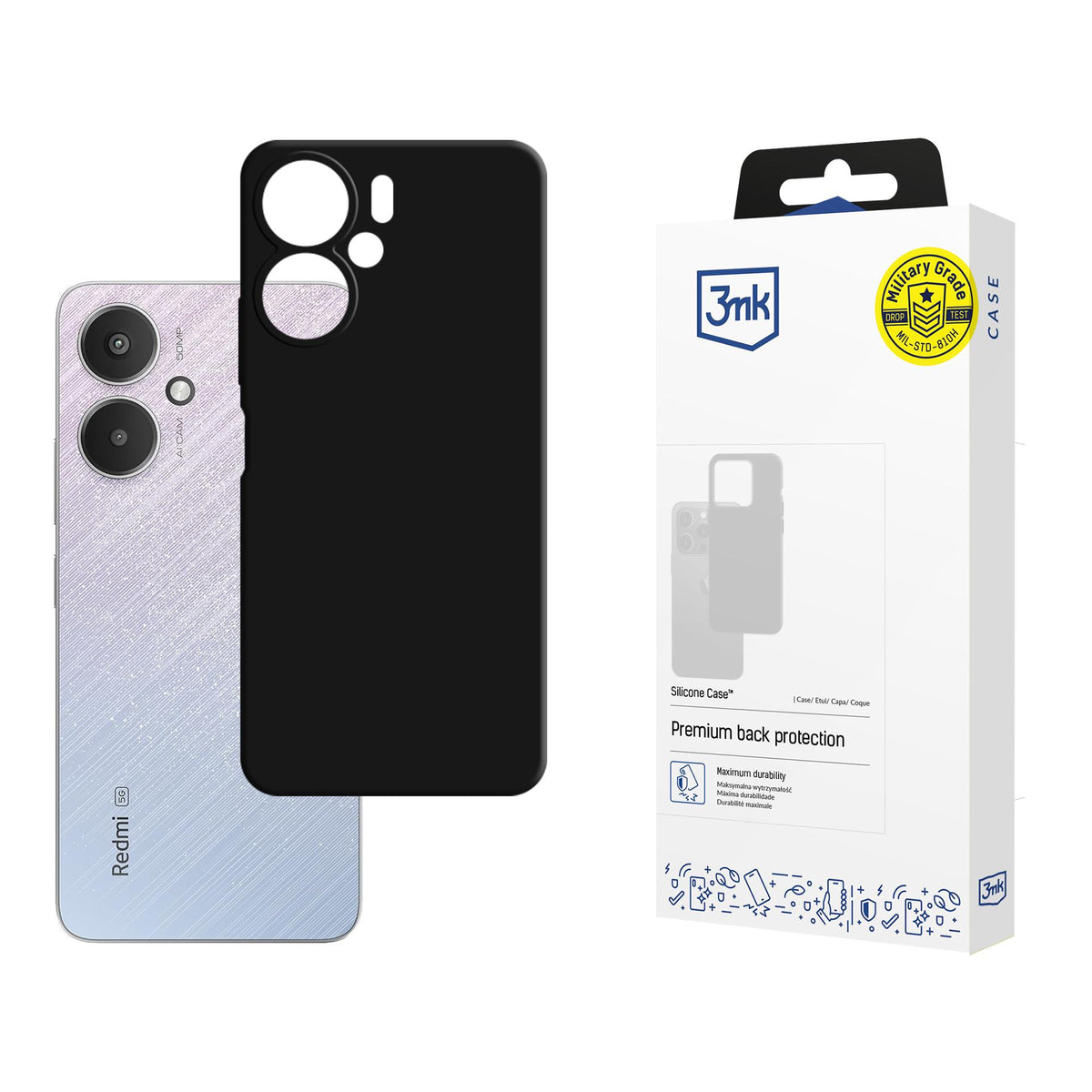 3mk Silikoninis dėklas, skirtas Xiaomi Redmi 13C 5G - juodas -- Xiaomi Redmi 13C 5G / Redmi 13C 5G