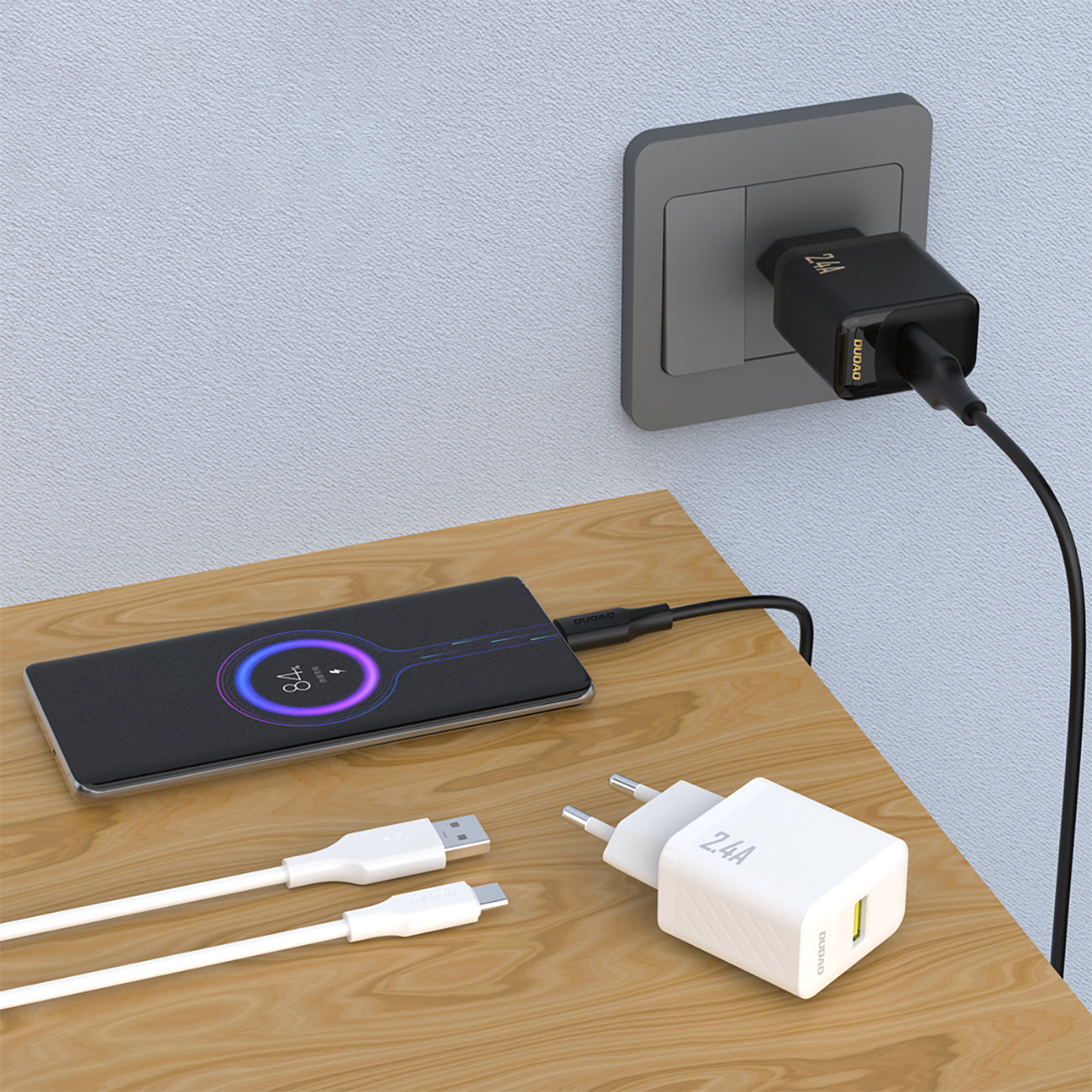 Dudao A23 2.4A USB-A įkroviklis - baltas