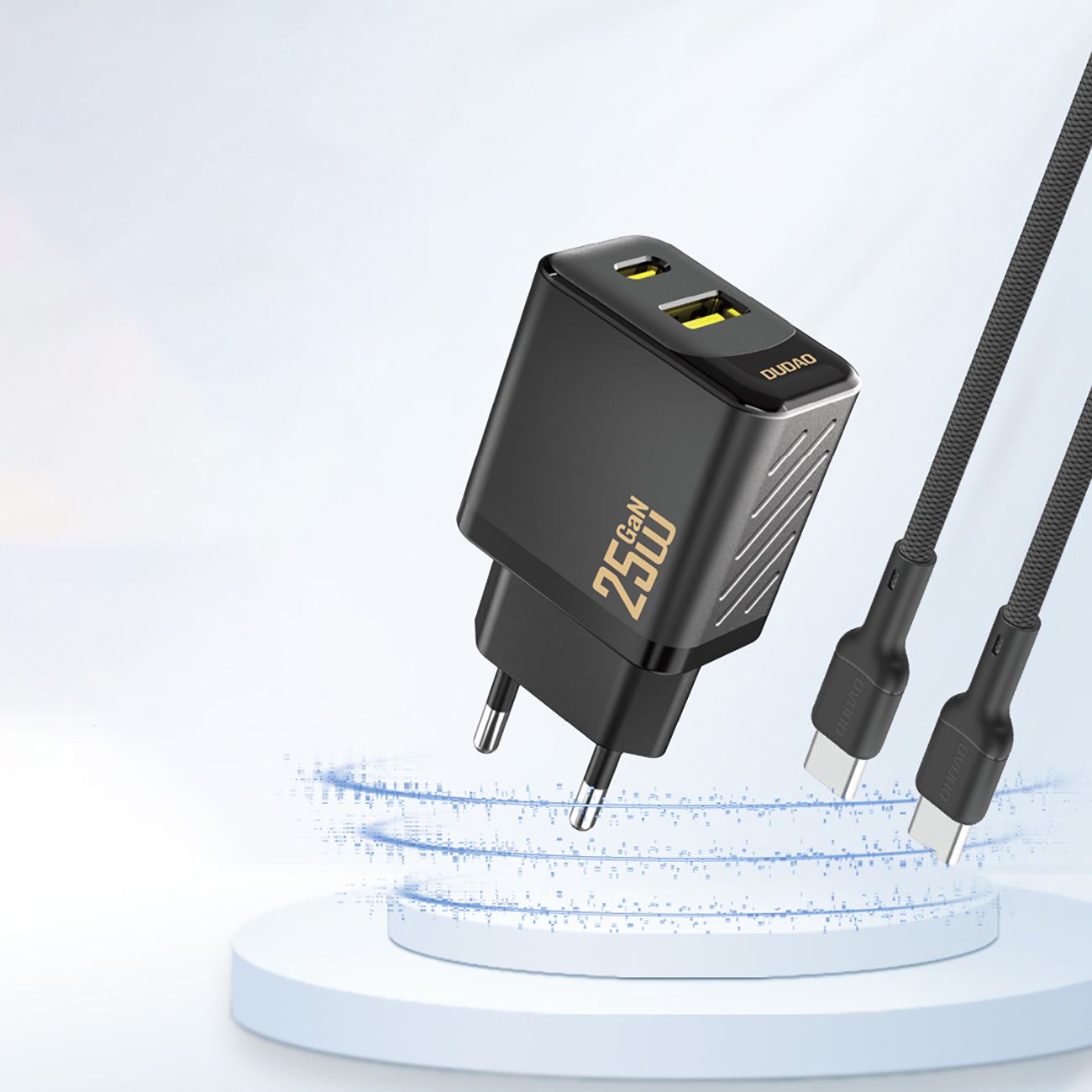 Dudao A26T GaN 25W USB-A, USB-C įkroviklis - juodas