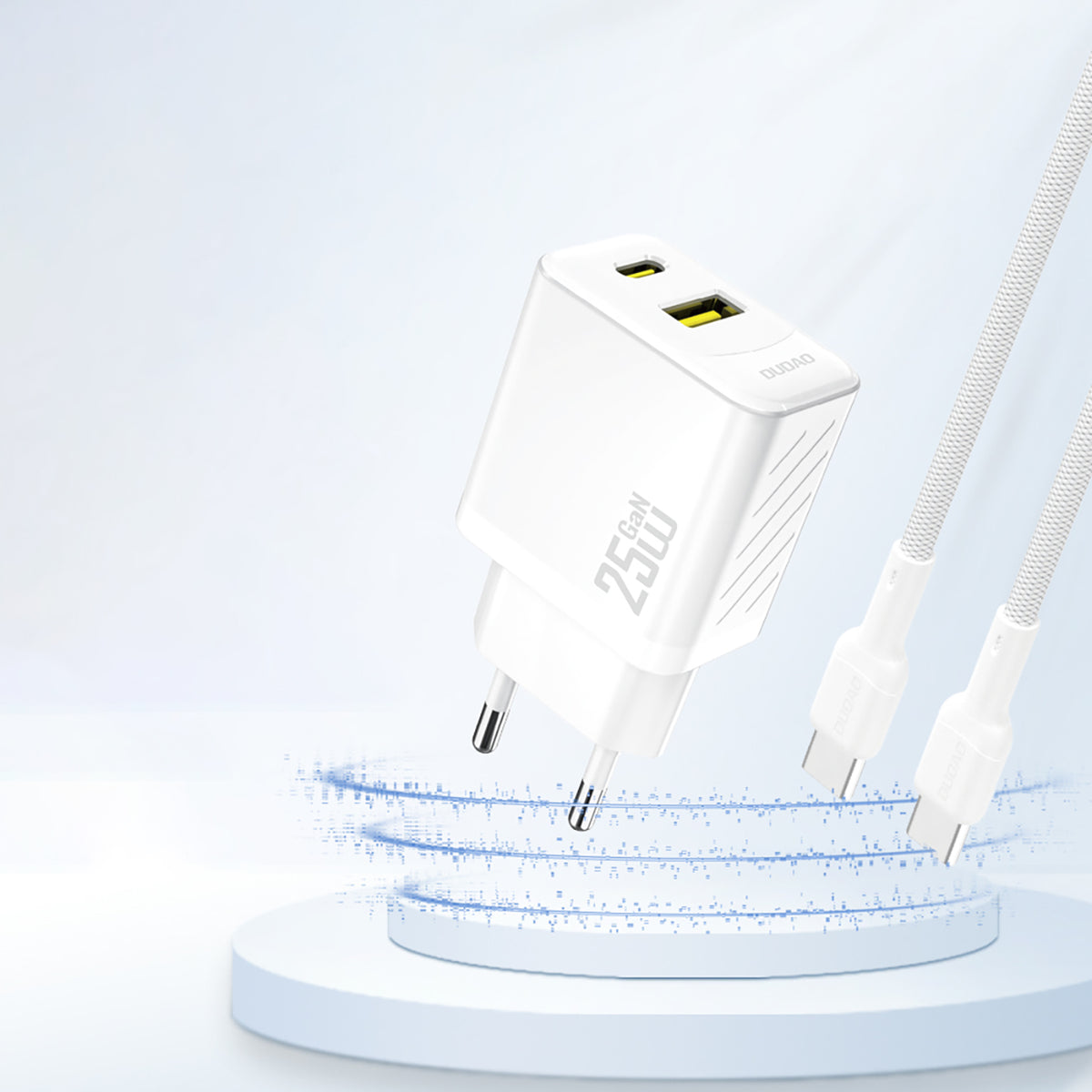 Dudao A26T GaN 25W USB-A, USB-C įkroviklis - baltas