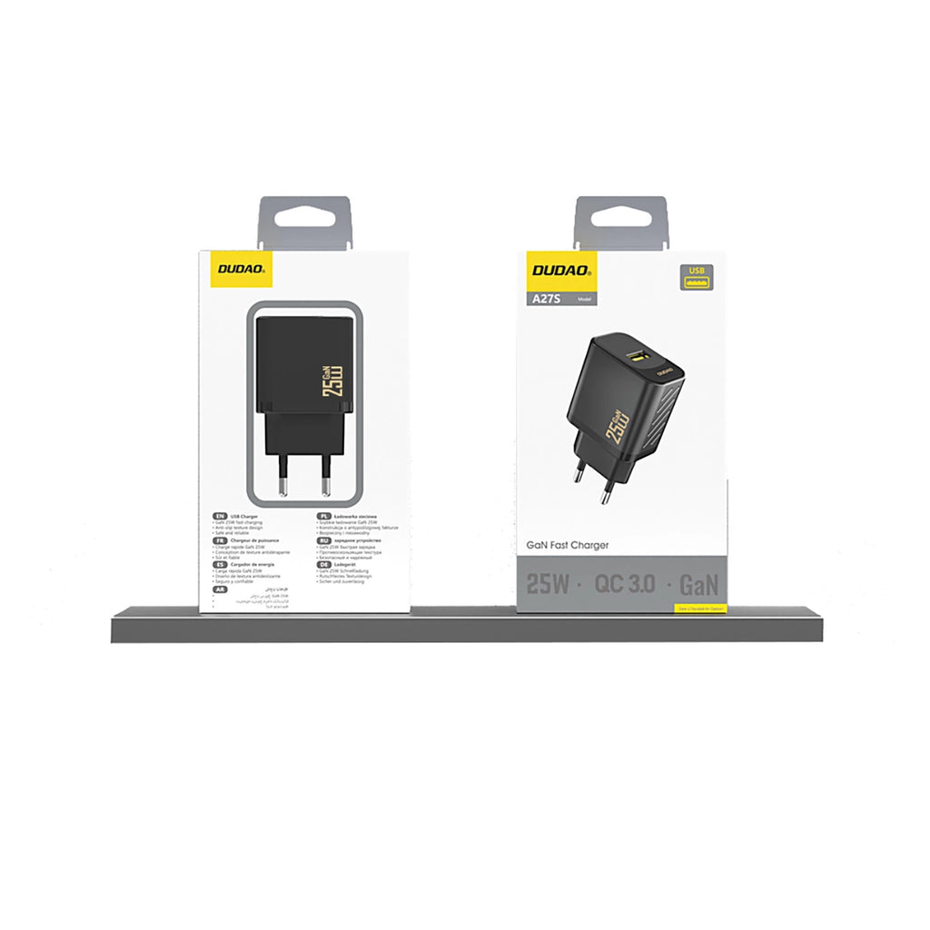 Dudao A27S 25W GaN USB-A įkroviklis - juodas