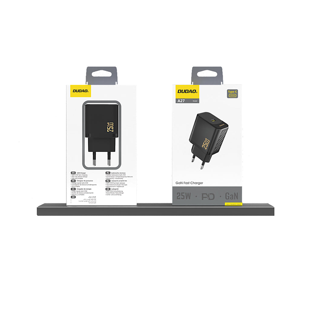 Dudao A27 25W GaN USB-C sieninis įkroviklis - juodas