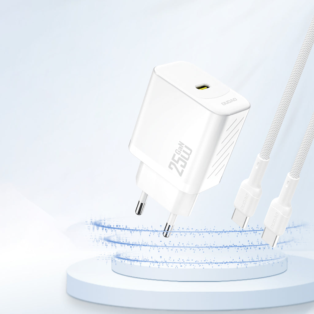 Dudao A27 25W GaN USB-C sieninis įkroviklis - baltas