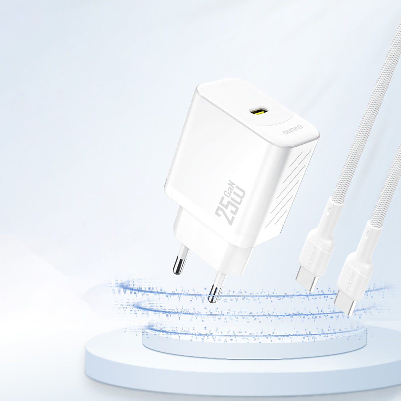 Dudao A27 25W GaN USB-C sieninis įkroviklis - baltas