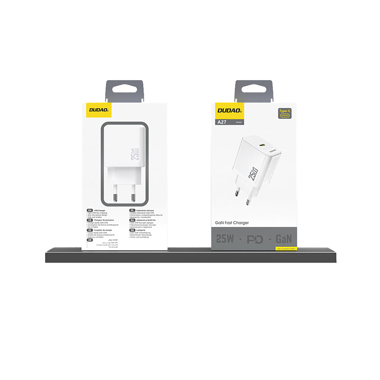 Dudao A27 25W GaN USB-C sieninis įkroviklis - baltas
