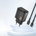 Dudao A27P 30W PD GaN USB-C sieninis įkroviklis - juodas