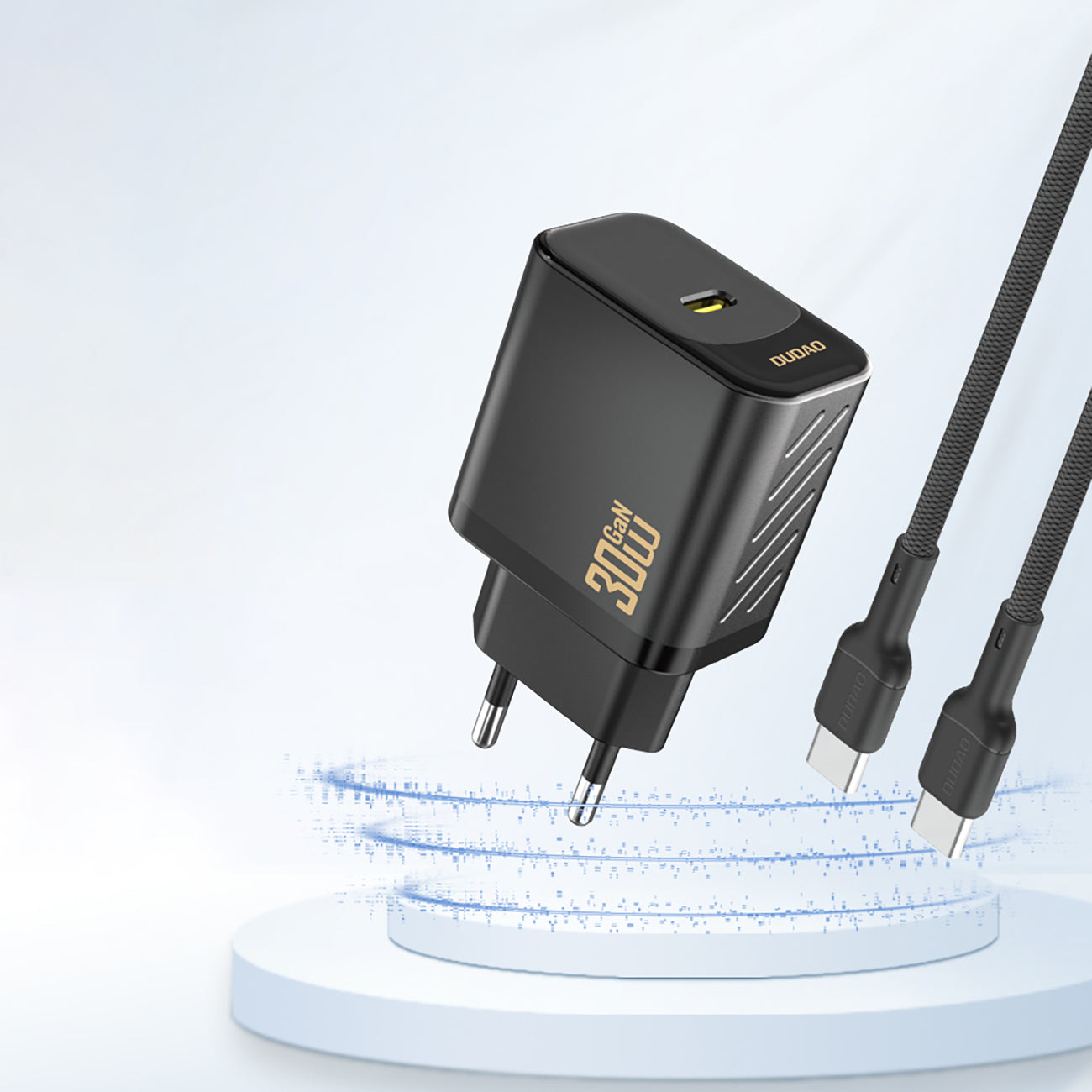 Dudao A27P 30W PD GaN USB-C sieninis įkroviklis - juodas