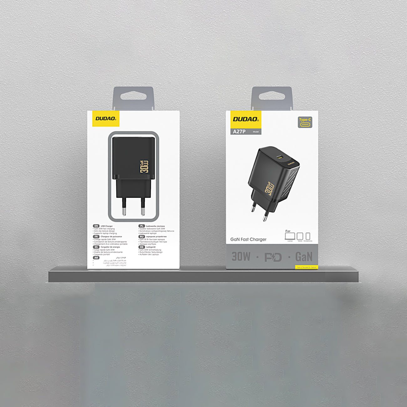 Dudao A27P 30W PD GaN USB-C sieninis įkroviklis - juodas