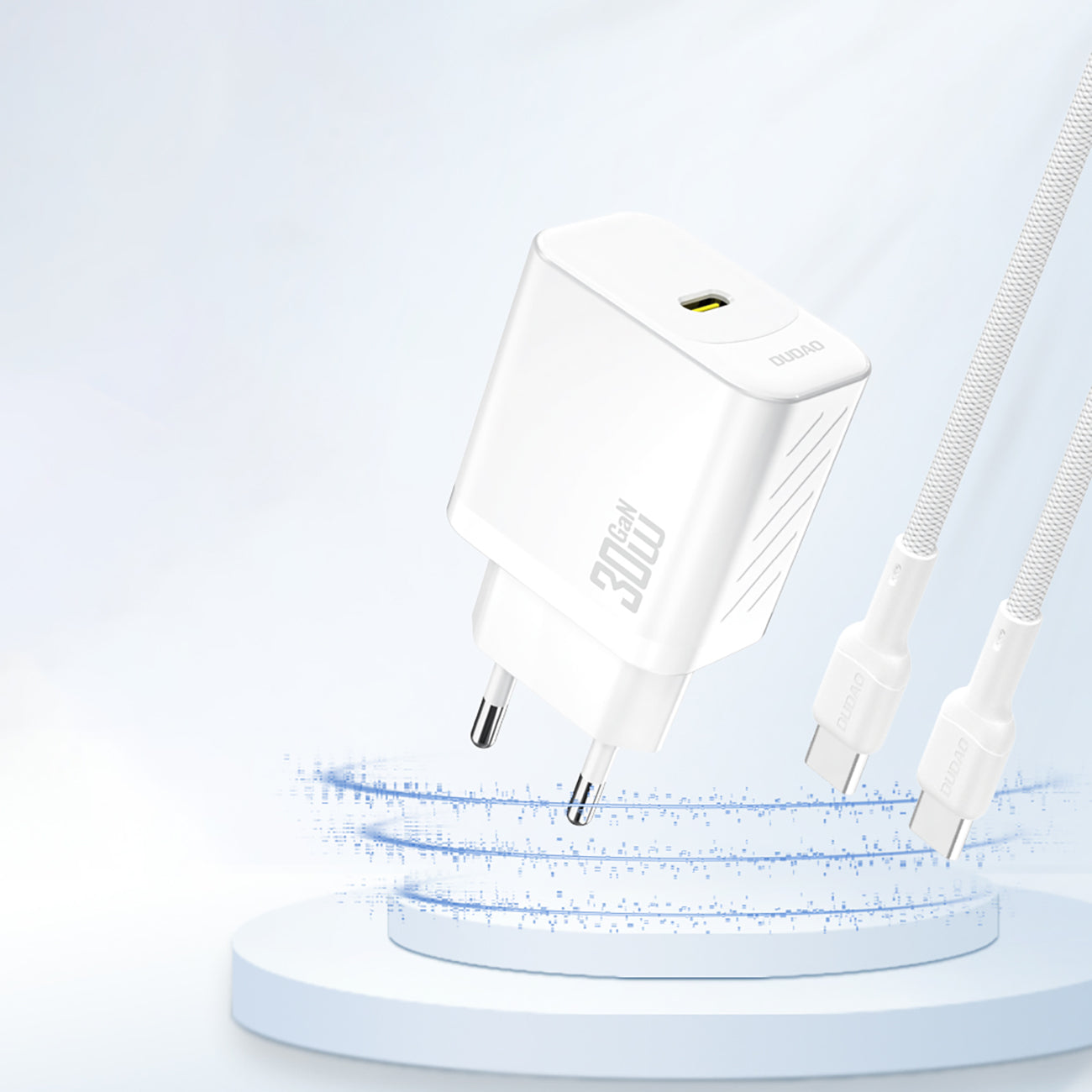 Dudao A27P 30W PD GaN USB-C sieninis įkroviklis - baltas