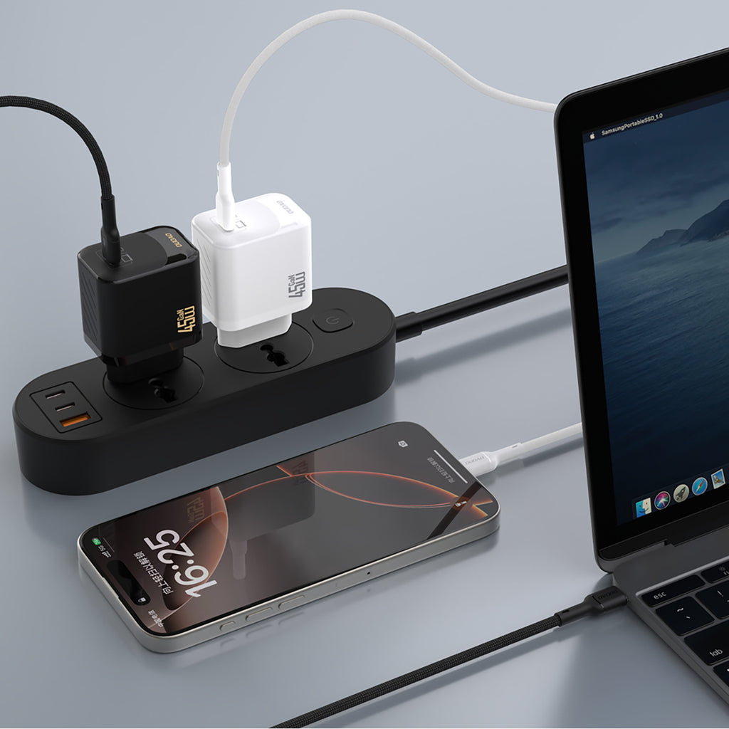 Dudao A28 45W GaN USB-C sieninis įkroviklis - baltas
