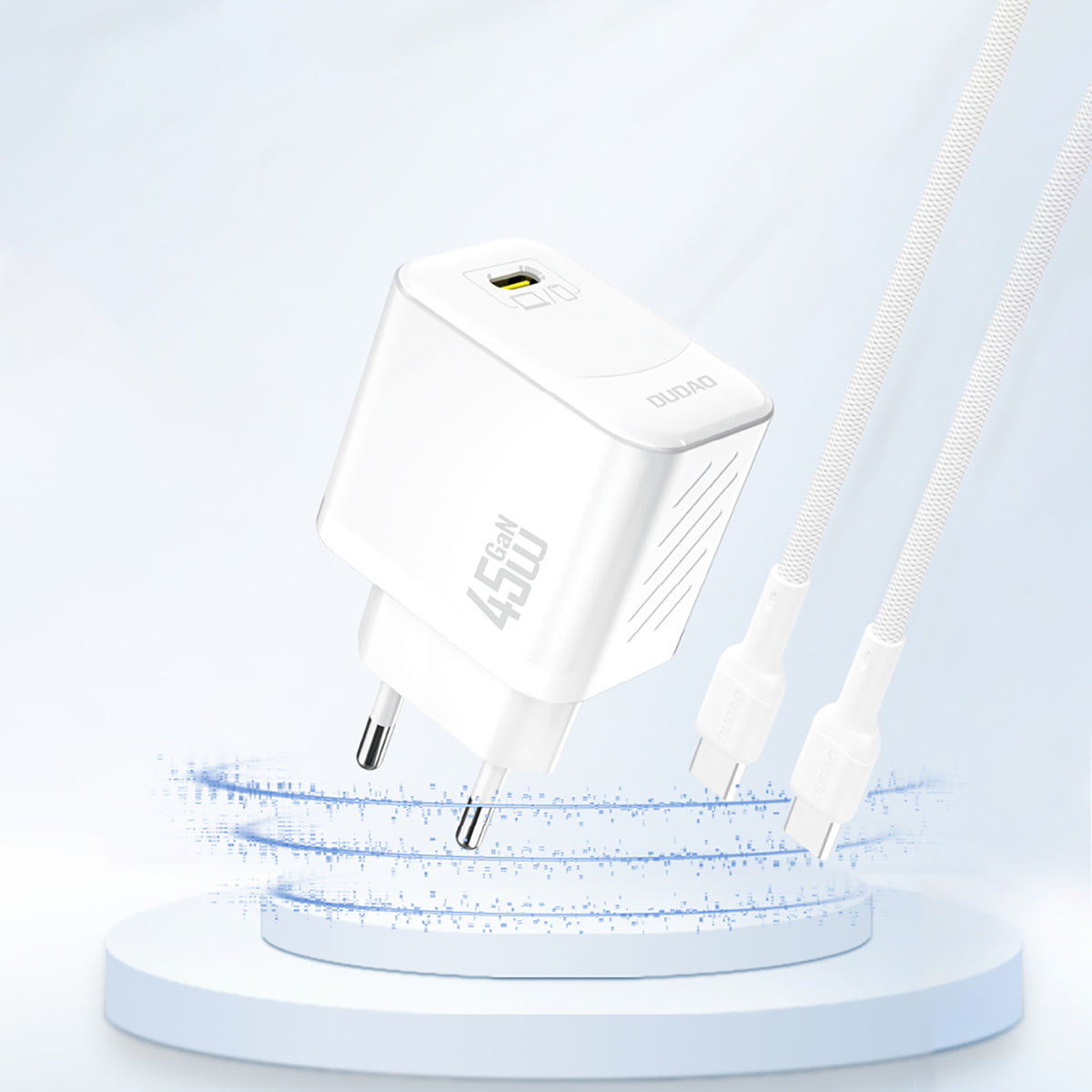 Dudao A28 45W GaN USB-C sieninis įkroviklis - baltas